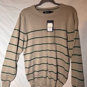 Boca Men's Beige and Green Striped Sweater